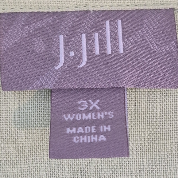 J. Jill Chartreuse Short Sleeve 100% Linen Pintuck Front Button Shirt - Size 3X - Picture 7 of 12